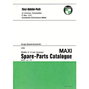 Puch Moped Maxi "N", "S" and Nostalgic, (USA), single-speed-automatic, spare-parts-catalogue
