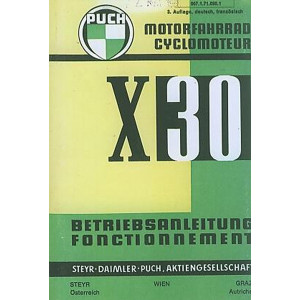 Puch X 30 Motorfahrrad, Betriebsanleitung