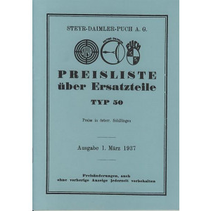 Steyr Typ 50 Preisliste über Ersatzteile