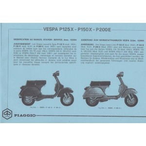 Piaggio Vespa P125X, P150X, P200E, Werkstatthandbuch (Ergänzung)