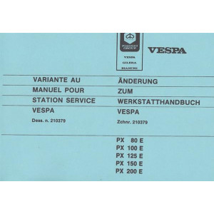 Piaggio Vespa PX Modelle, Änderung zum Werkstatthandbuch