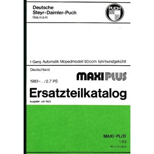 Puch Maxi Plus Ersatzteilkatalog, 1-Gang-Automatik, 2,7 PS, Ausführung für Deutschland