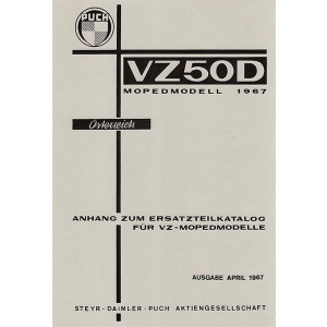 Puch VZ 50 D, Anhang zum Ersatzteilkatalog VZ 50, Ersatzteilkatalog