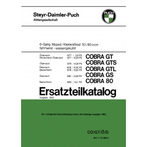 Puch Cobra GT, GTS, GTL, GS, Cobra 80, Deutschland/Österreich Ersatzteilkatalog