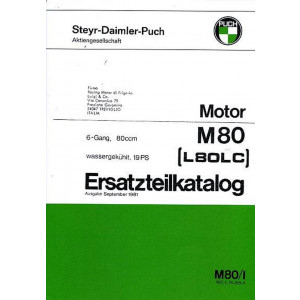 Puch Frigerio M 80 ( L80LC) Motor, 6-Gang, wassergekühlt, 18 PS, Ersatzteilkatalog