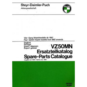 Puch VZ 50 MN, England, Portugal, Export allgemein, Ersatzteilkatalog