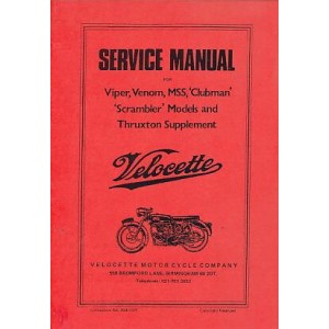 Velocette Viper, Venom, MSS, Clubman, Scramblerf, Thruxton, Service Manual