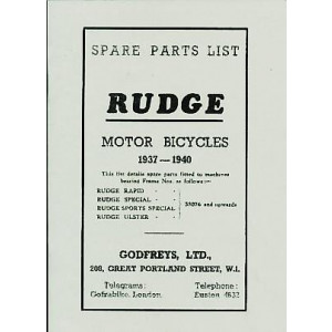 Rudge Rapid, Special, Sports Special, Ulster, Ersatzteilkatalog