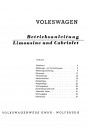 Blick ins Inhaltsverzeichnis: VW Käfer 1200 Limousine und Cabriolet Betriebsanleitung